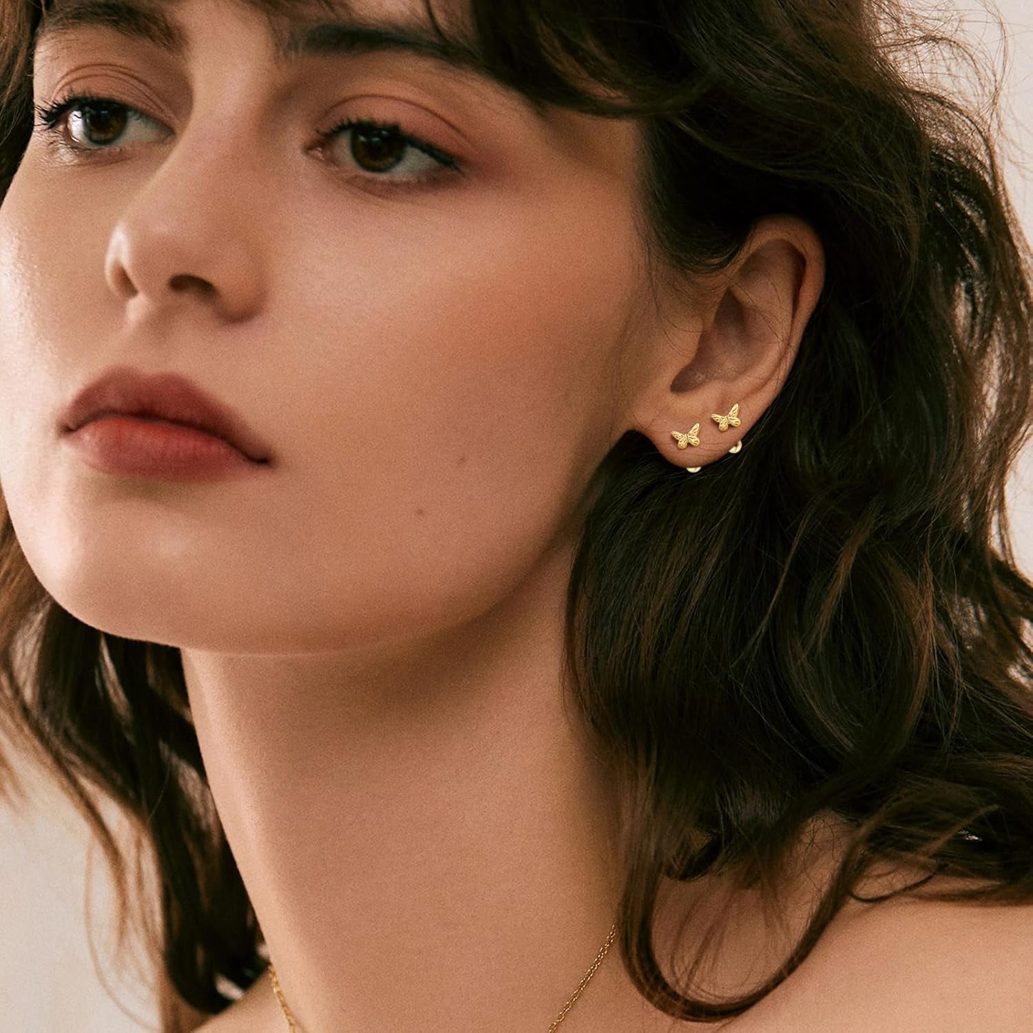 Gold Stud Earrings 925 Sterling Silver 18K Gold Plated Cubic Zirconia Screw Back Cute Hypoallergenic for Women Jewelry Gift Mother's Day