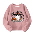 thumbnail image 4 of Atogsazn Toddler Girls Halloween Oversized Sweatshirt Kids Casual Long Sleeve Ghost Pumpkin Print Sweater Fall Winter Tops Pink 10-11 Years Fashion, 4 of 5