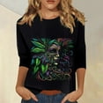 thumbnail image 2 of FrzhBrz Mardi Gras T Shirts for Women 3/4 Sleeve Round Neck Carnival Costume Mask Print Party Parade Blouses Pullover Casual Loose Fit Mardi Gras Tops, 2 of 5