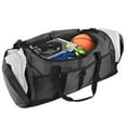 thumbnail image 3 of Extra Large 26 Inch 79 Liter Duffel Bag 48 Inch Long Shoulder Strap, Reflective Piping for Travel, Gym, Sports, Track, Field, Men, Women in Gray, 3 of 6