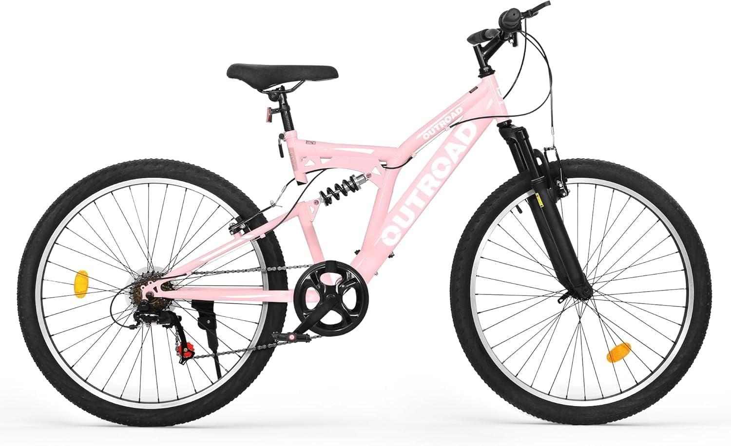 Marknig 26 inch Mountain Bike, 7 Speed Adult Bicycle with High-Carbon Steel Frame, Dual Disc & V-Brakes, Adjustable Seat for Men and Women,MTB with Shock Absorption System, Pink