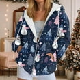thumbnail image 2 of idosla Christmas Hoodie for Women Zip Up Trendy Graphic Hooded Sweatshirt Comfy Casual Long Sleeve Winter Tops (Navy, M), 2 of 7