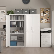 Marcree Metal Garage Storage Cabinets with Lock, 72 H White Storage Cabinet with Doors and Adjustable Shelves, Lockable File Cabinet, Steel Tool Cabinets for Home, Office, Garage, Shop, School