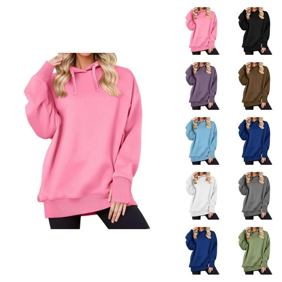 Women'S Sweatshirt Women's Solid Sweatshirt Women's Casual Long Sleeve Hooded Sweatshirt Solid Color Pullover Fashion Hoodie For Daily Wear Comfortable Loungewear