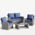thumbnail image 4 of UDPATIO 3 Piece Patio Set Rocking, Rattan Outdoor Rocking Patio Bistro Set for Backyard, Porch, Balcony, Poolside(Blue), 4 of 9