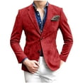 thumbnail image 2 of BiZtdJrK Mens Dress Jackets Suede Notched Lapel One Button Casual Sport Coats Wedding Prom Party Blazer Jacket with Chest Pocket Red L, 2 of 6
