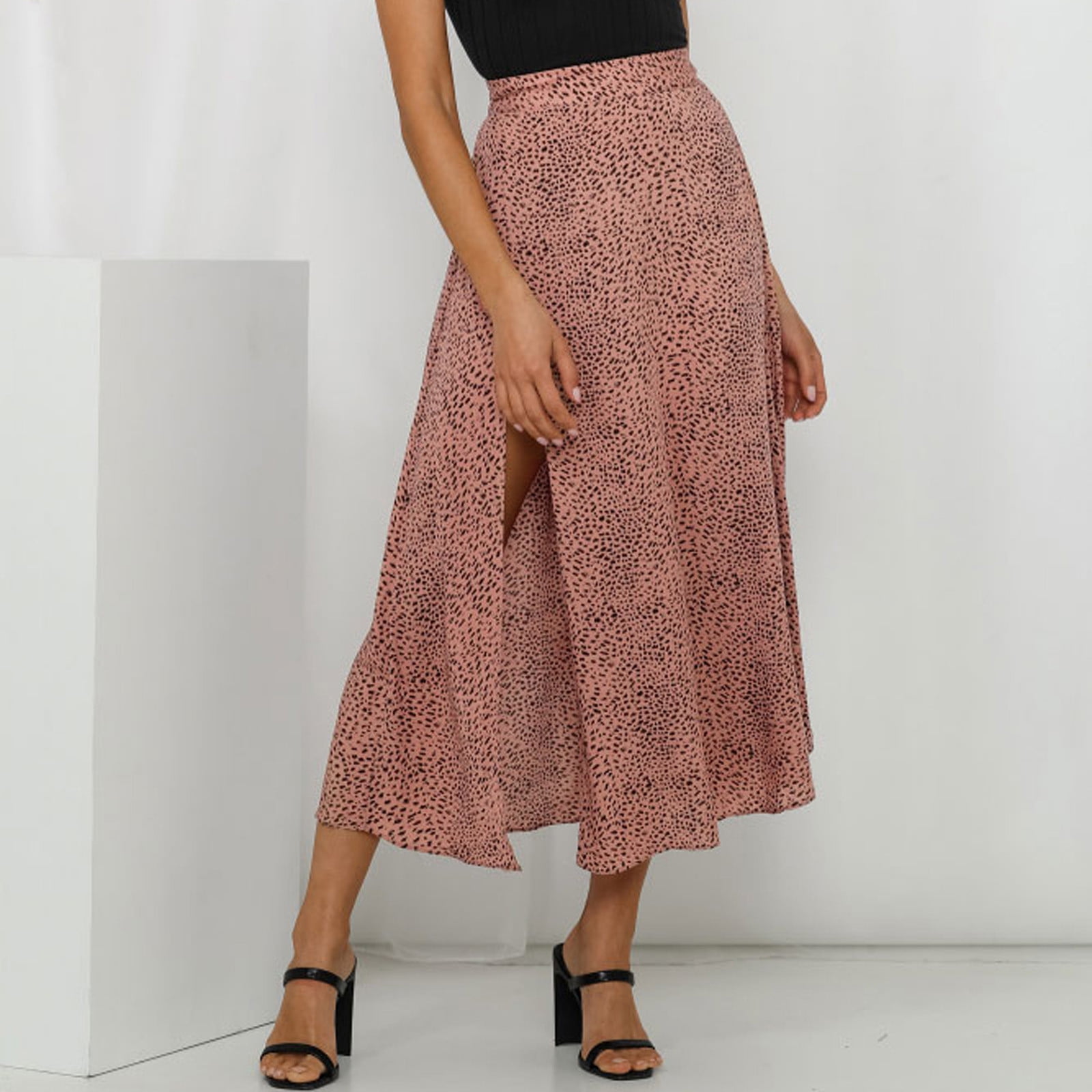CAICJ98 Maxi Skirt Women s Fitted Faux Leather Pencil Skirt Functional Pocket Button Front Pink L Walmart
