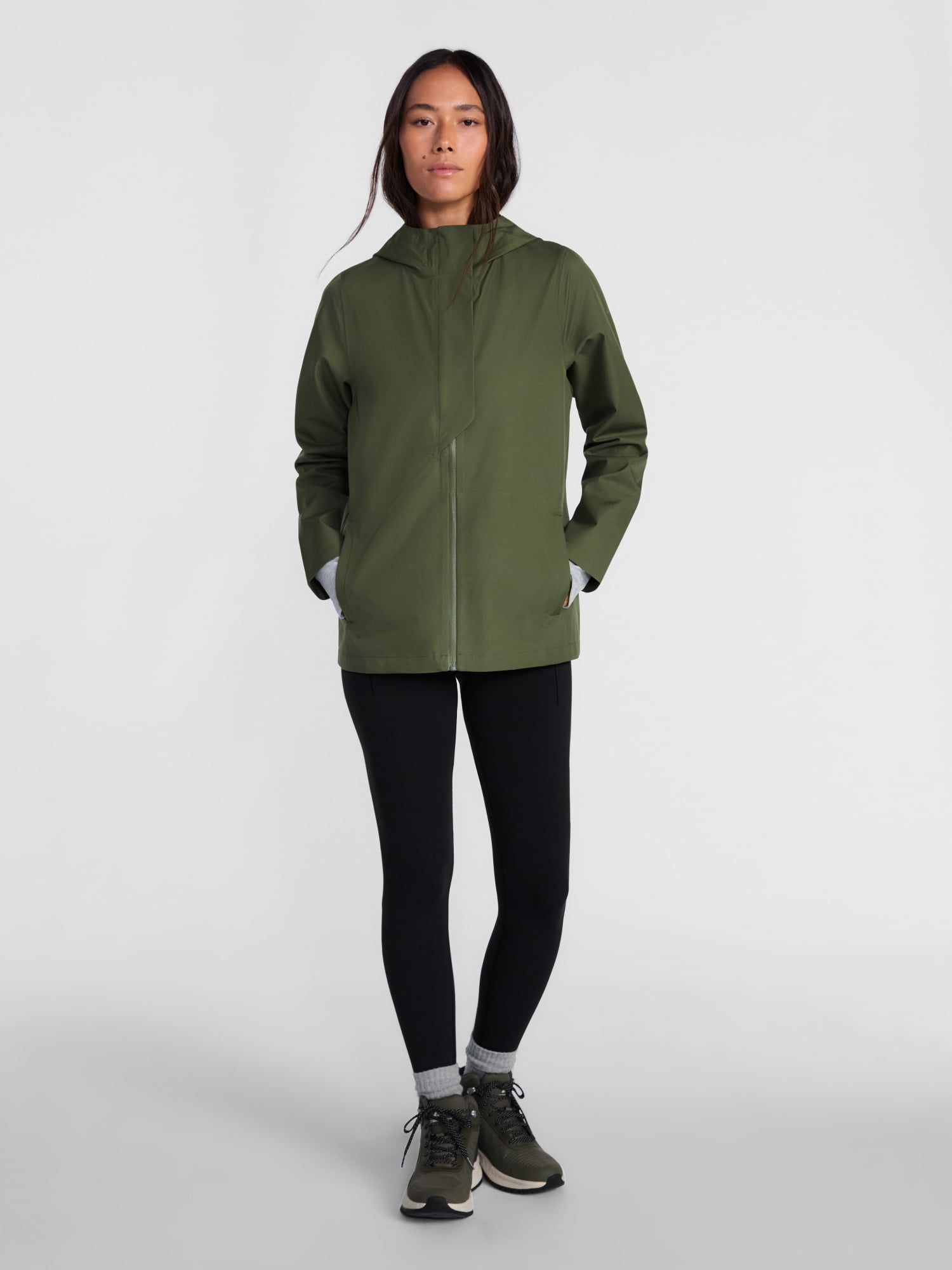 Ozark Trail Women's and Women's Plus Asymmetrical Zip Rain Jacket, Sizes XS-3X