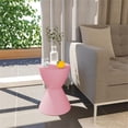 thumbnail image 3 of Home Square Modern Plastic Ribbed Round End Table in Pink - Set of 2, 3 of 9