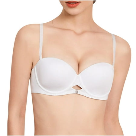 Bigersell Cami Bras for Women On Sale Running Sports Bras for Women Balconette Bra Style B395 V-Neck Full-Coverage Bras Hook and Eye Bra Closure Tall Size Plus Size Bras for Women Wireless White 80C