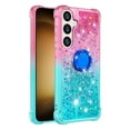 thumbnail image 5 of CCSmall Cute Case for Samsung Galaxy S24 FE (Not S24) with Kickstand for Women, Liquid Glitter Sparkle Bling Phone Case Gradient Floating Quicksand Cover for Samsung Galaxy S24 FE JB Powder Blue, 5 of 7