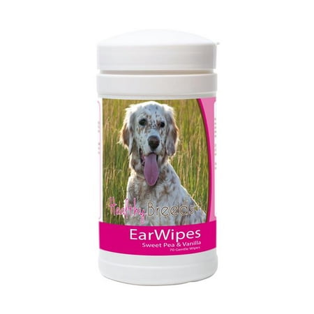 healthy breeds dog ear cleansing wipes for english setter - over 80 breeds  removes dirt, wax, yeast  70 count  easier than drops, wash, solutions  helps prevent infections and