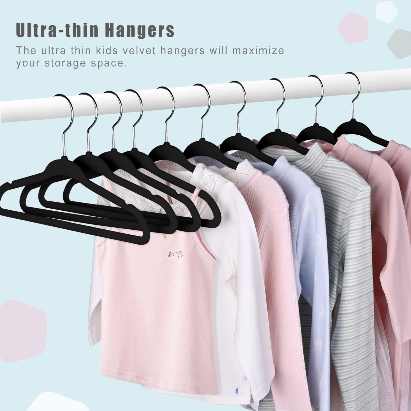 50 Pack Hangers 14 Inches Children's Clothes Non-slip For Infant/toddler (black)