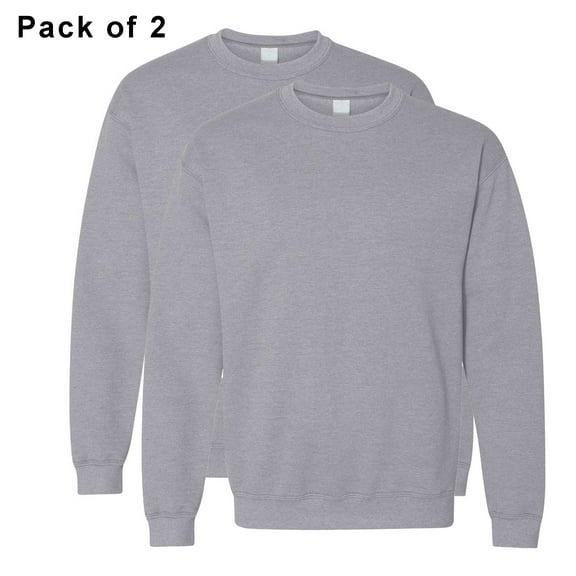 Gildan - Heavy Blend Pullover Sweatshirt, Fleece Crewneck Sweater for Men, Sport Grey, 8 Oz, 50/50 Cotton/polyester, 2 Pack, 5XL Size S Size