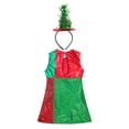thumbnail image 4 of Xnihocha Robe de Fête de Noël pour Enfants Filles Imprimé Rayé Tutu avec Bandeau Mignon Cerceau Écarlate 12, 4 of 7
