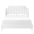 thumbnail image 5 of Modway Daniella Performance Velvet Queen Platform Bed in White, 5 of 8