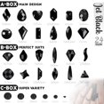 thumbnail image 3 of qiipii 3 Boxes Black Nail Rhinestones 240 Multi-Shapes Jet Black Rhinestones for Nails Big Gems Nail Charms Black Flatback Round Beads Glass Stones Diamonds jewels Nail Art for Face Eyes Makeup Crafts, 3 of 3