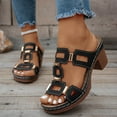 thumbnail image 6 of WRKEKC Womens Sandals Solid Round Toe Thick Sole High Heel Thick Heel Slippers for Ladies Summer Versatile Shoes, 6 of 9