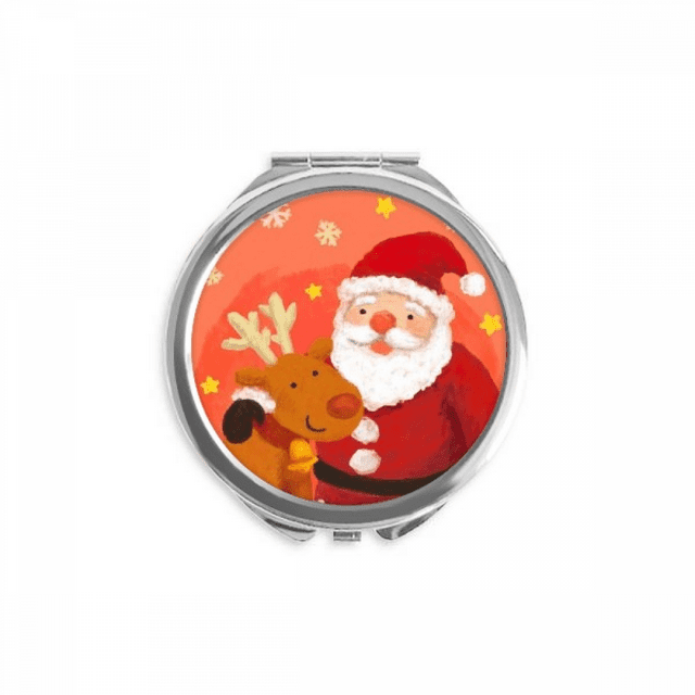 mas Santa Claus Snowflake Elk Festival Hand Compact Mirror Round Portable Pocket Glass