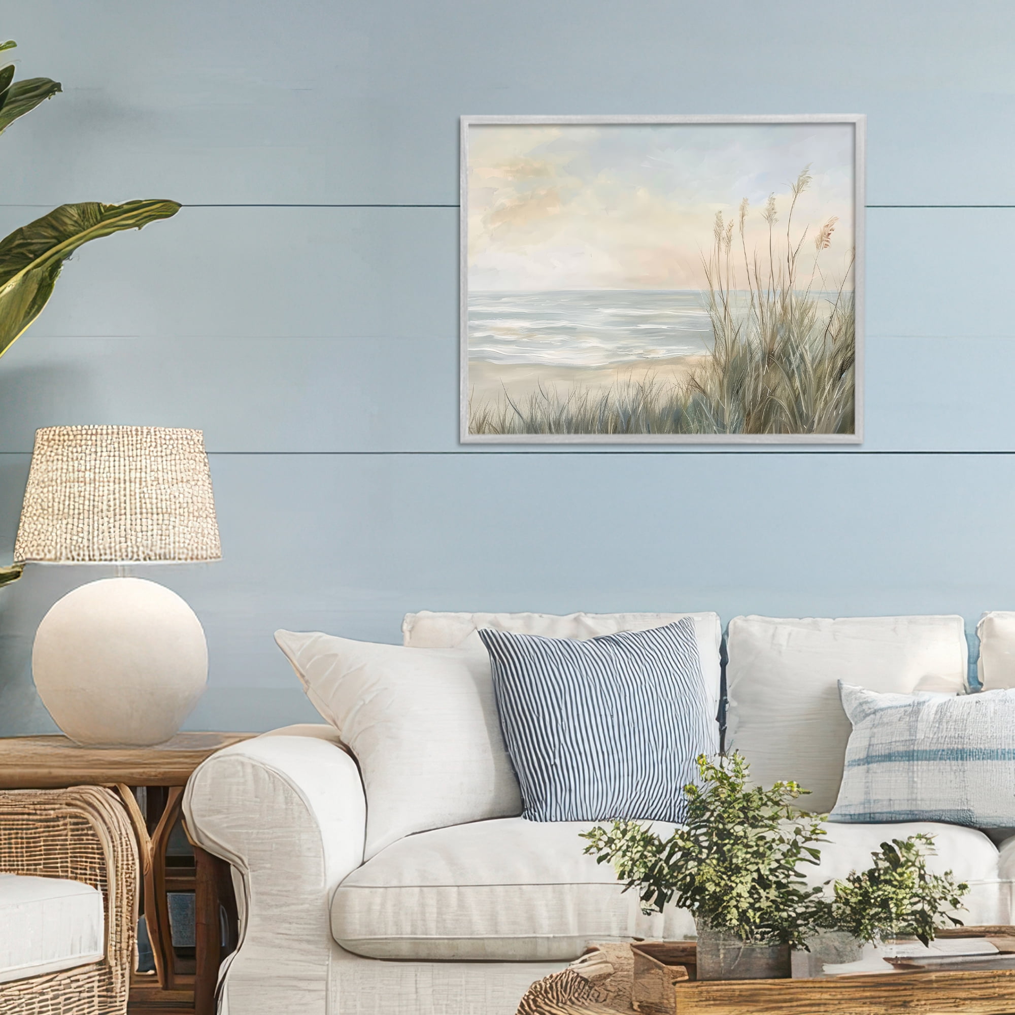 Stupell Industries Scenic Beach Dunes at Dawn Gray Framed Giclee Art, design by Petal Prints Design