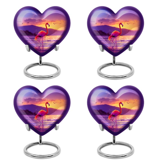 SABURIAL Flamingo Urn - Keepsakes Urn For Ashes - 3 Inch - Pack Of 4 - Small Urns For Human Ashes - Urns For Adult Male & Female - Burial Decorative For Mom & Dad