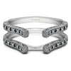 Diamonds (G,I2) and Sapphire Mounted in Sterling Silver Cathedral Filigree Wedding Ring Guard (0.36ctw)