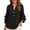 Black, variant on Womens Blouse loose Henley Neck 3/4 Sleeve Linen Tops With Ruffle Bell Sleeve ladies Casual Elegant Shirts
