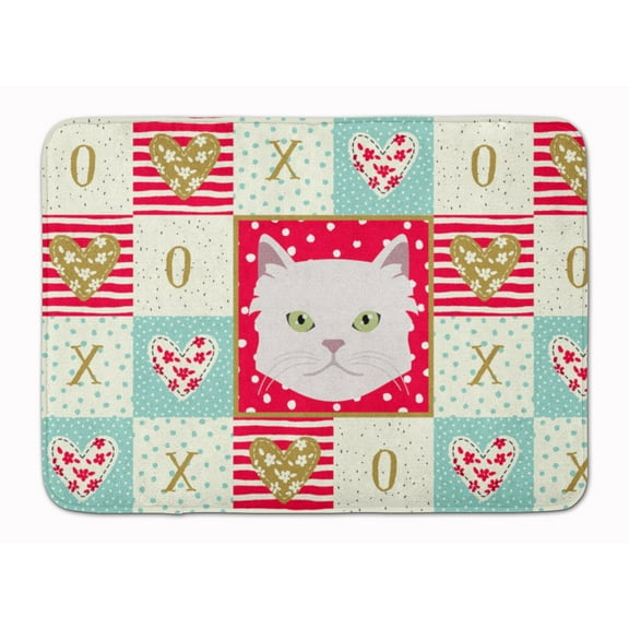 Carolines Treasures CK5085RUG Asian Semi Longhaired Cat Love Machine Washable Memory Foam Mat Red 19Hx27W multicolor