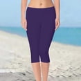 thumbnail image 6 of Petite Capri Leggings for Women Lightweight Pull On Elastic Waist Tummy Control Soft Crop Leggings 3/4 Stretch Yoga Pants Purple 2XL, 6 of 8