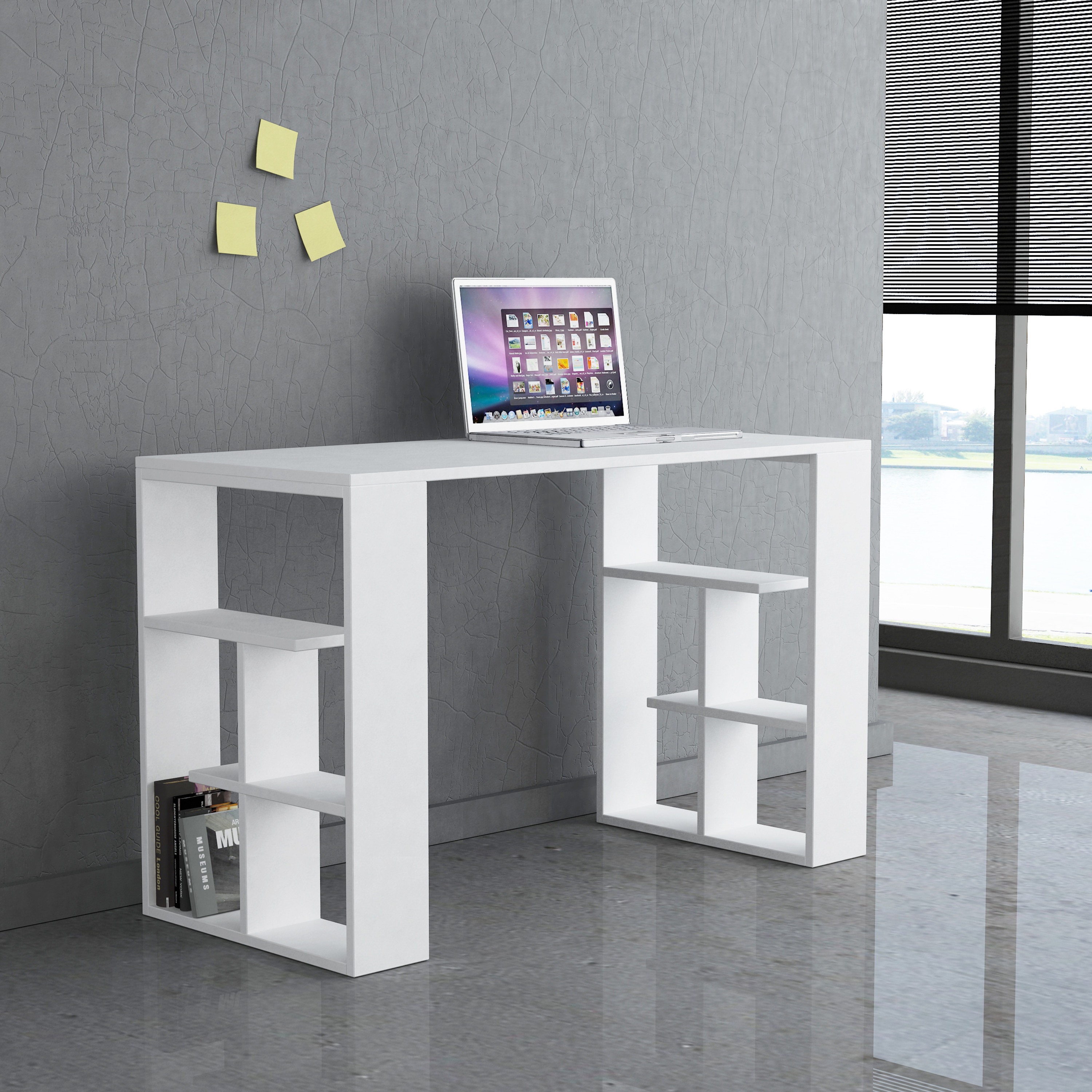 Ada Home Décor Dania 3 Tier Desk, White