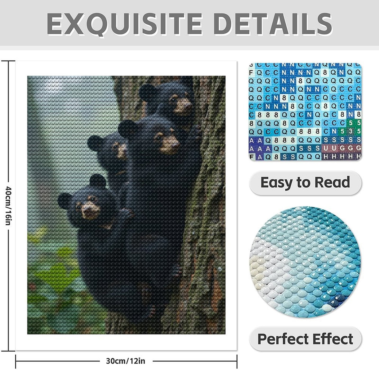 Diamond Art Kits for Adults - 5d Bear Cubs Climbing Forest Tree Diamond Painting for Adults, Diamond Art for Adults Beginners, Diamond Painting Kits for Adults for Home Wall Decor