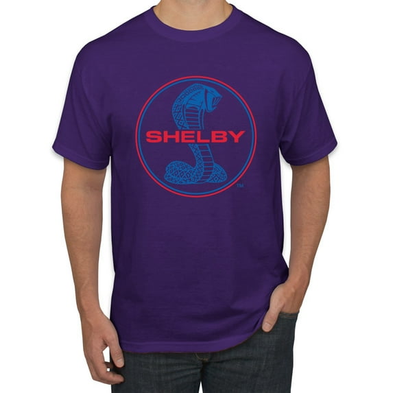 Wild Bobby, Shelby Cobra USA Logo Emblem Powered by Ford Motors, Cars and Trucks, Men Graphic Tee, Purple, Small
