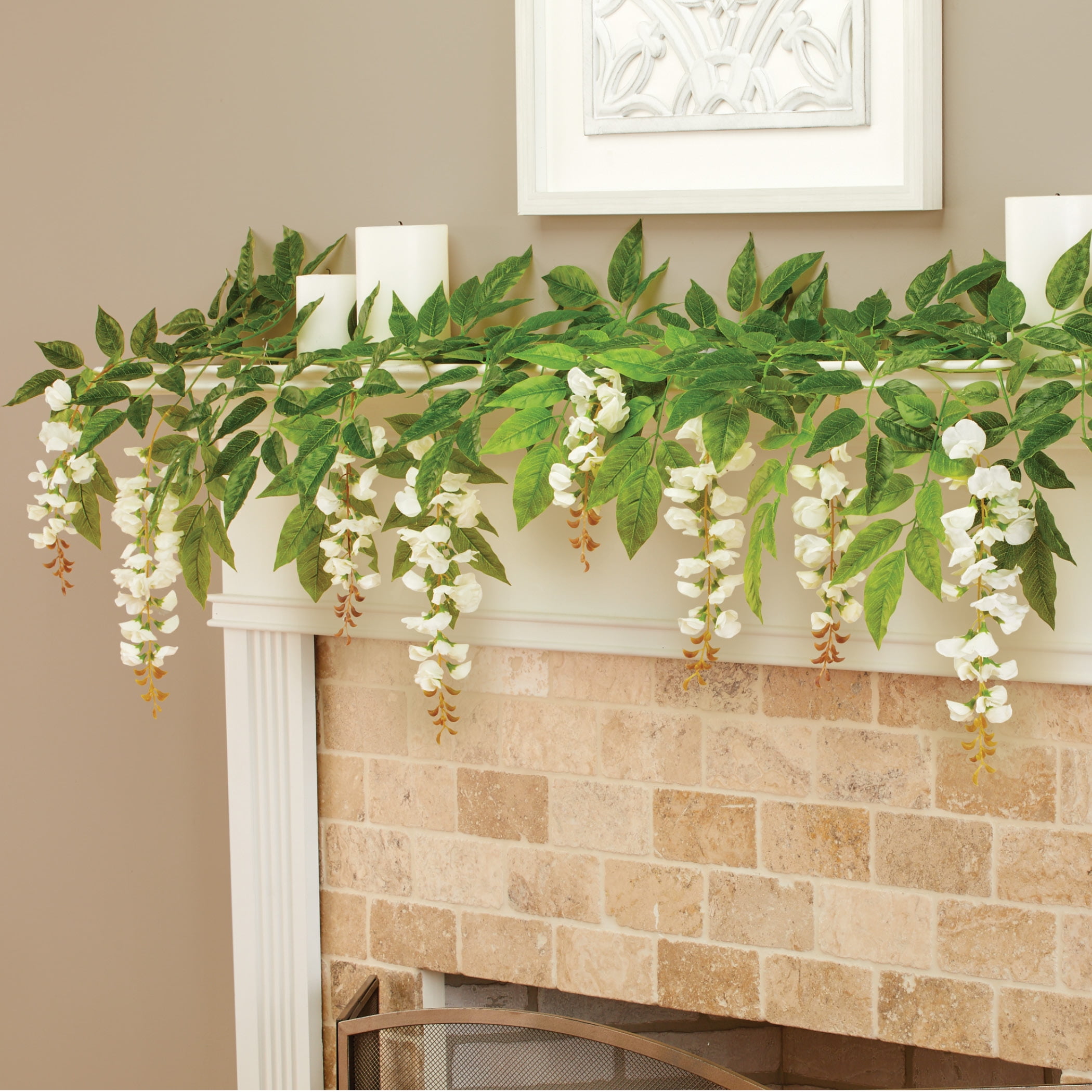 Hanging Wisteria Garland Lush Greenery & Bold Blooms Perfect Atop