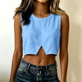 thumbnail image 7 of Qulqfy Cotton Linen Blouses for Women Casual Solid Scoop Neck Sleeveless Loose Crop Spring Summer Trendy Women's Tops XXL, 7 of 7