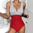 thumbnail image 2 of Fvwitlyh One Piece Swimsuit Women'S Swimsuit Wrap Color Block Tie Side Bathing Suit, 2 of 5