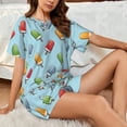 thumbnail image 4 of "Wukai Modern Ice Cream Women's Pajama Set - Short-Sleeve Top and Shorts with Elastic Waistband and Pockets for Loungewear, Yoga, and Casual Wear-XX-Large, 4 of 8