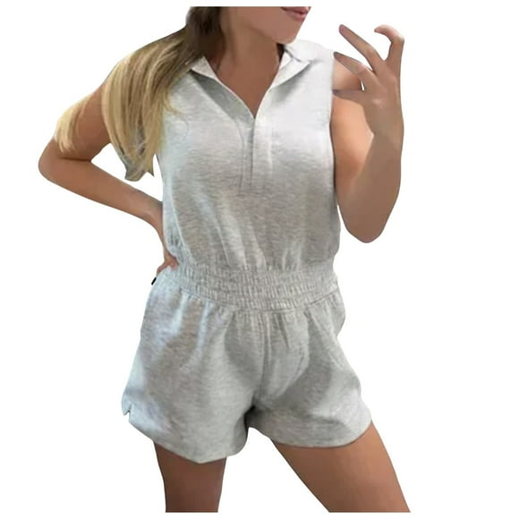 Wyzesi Denim Jumpsuit Shorts Knit Romper Summer Sleeveless Adjustable Waistband Shorts Jumpsuits with Pockets Sleeveless Short Rompers Maternity Jumpsuits for Women Formal Womens Jumpsuits Dressy