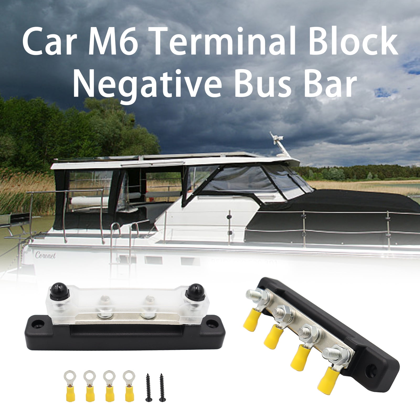 Washranp 1Set Power Distribution Block Busbar 2Way Terminal Wiring Bar