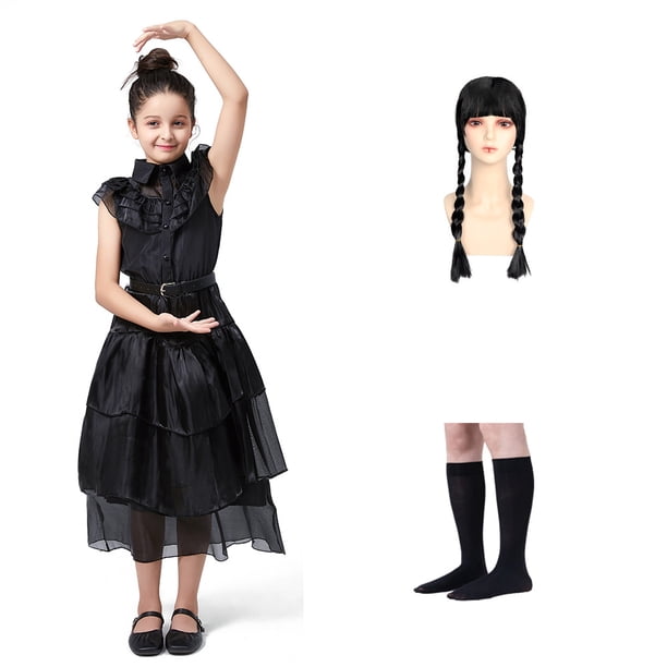 Vestido de actuación de la familia Adams, vestido con velo, miércoles, vestido de velo negro de Adams, Adams cosl