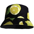 thumbnail image 2 of Lemon Women Reversible Bucket Hat Summer Travel Lightweight Foldable Beach Outdoor Hat - Black, 2 of 3