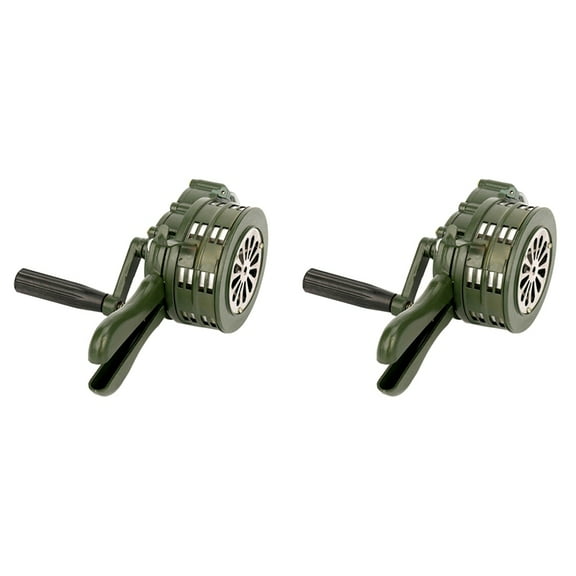 2X Emergency Hand Crank Siren Horn 110DB Manual Operated Warning School Shopping Fire Air Safety Alarm System