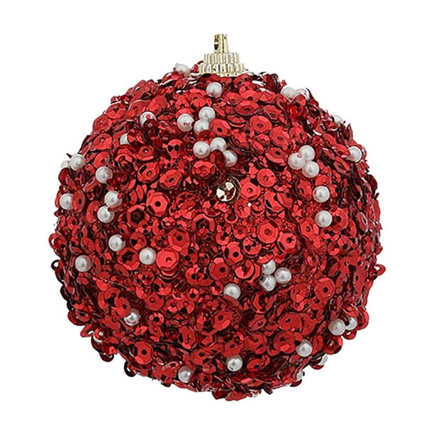 Adornos para árbol de Navidad de 8 cm - Decoraciones colgantes de espuma de lentejuelas, decoración navideña brillante para árbol festivo