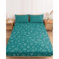 thumbnail image 2 of Full Size Fitted Sheet Set - Southwestern 3 Piece Bedding Sets 16" Deep Pocket Fitted Sheet with 2 Pillowcases, Teal Green Paisley Print Vintage Rustic Brushed Microfiber Hotel Luxury Bed Sheets, 2 of 9