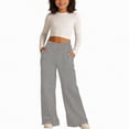 thumbnail image 2 of Ccpelsie Girls Straight Leg Casual Pants Baggy Fit Lounge Sweatpants Elastic Waist Soft Joggers with Pockets Spring Everyday Wear(A01-Grey,4-6 Years), 2 of 7