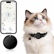 Cat Tracker Collar for Small Cats - Real Time Cat GPS Tracker No Monthly Fee, Pet Tracker for Cats Works with Apple Find My (Only iOS), No SIM Required (Collar + black tracker)