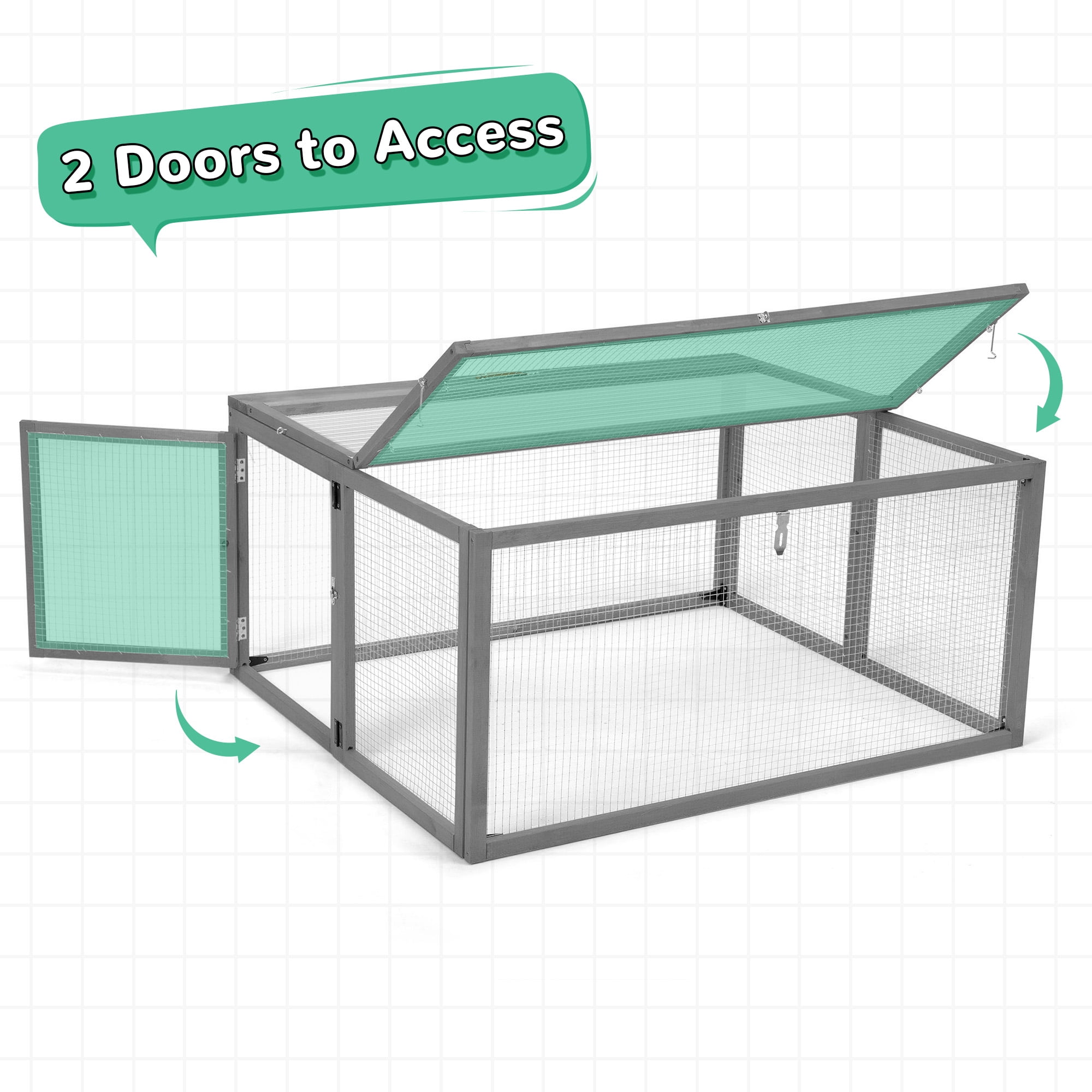 Coziwow Folding Chicken Coop Rabbit Hutch Wooden for Small Animals with Roosting Bar, Gray