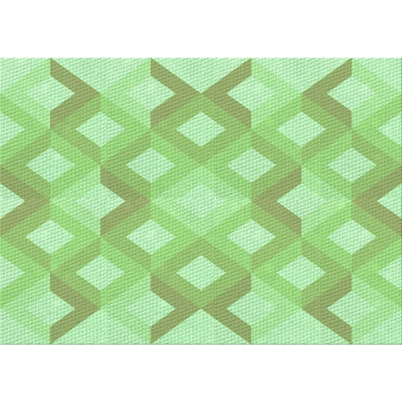 Ahgly Company Machine Washable Indoor Rectangle Transitional Green Area Rugs, 6' x 9'