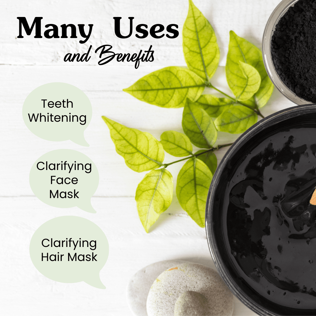 Isabella's Clearly GLOW Teeth Whitening Activated Charcoal Powder Set with Bamboo Toothbrush and Copper Tongue Scraper