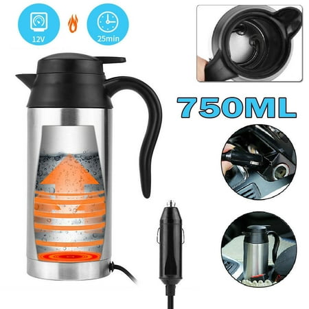 

WALFRONT 750ml 12V Car Stainless Steel Cigarette Lighter Heating Kettle Mug Electric Travel Thermoses Electric Water Kettle Heating Cup