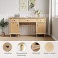 thumbnail image 6 of Brafabhome 58" Executive Desk with Power Outlets, Modern Study Writing Table with Drawers Wooden Computer Desk with large Laptop Space for Bedroom Home office | Beige, 6 of 7